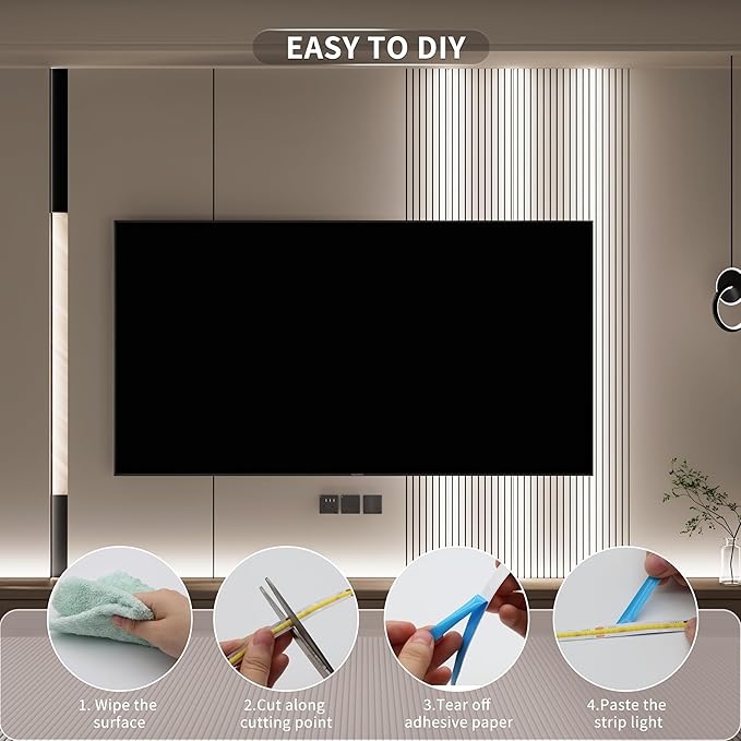 MIWISE COB LED Strip Light 32.8ft/10m,CRI 90+ Daylight White 6000K High Lumen Dimmable Super Bright Flexible DC24V LED Tape Light with Controller/Dimmer,for Cabinet Home Office DIY Lighting Projects