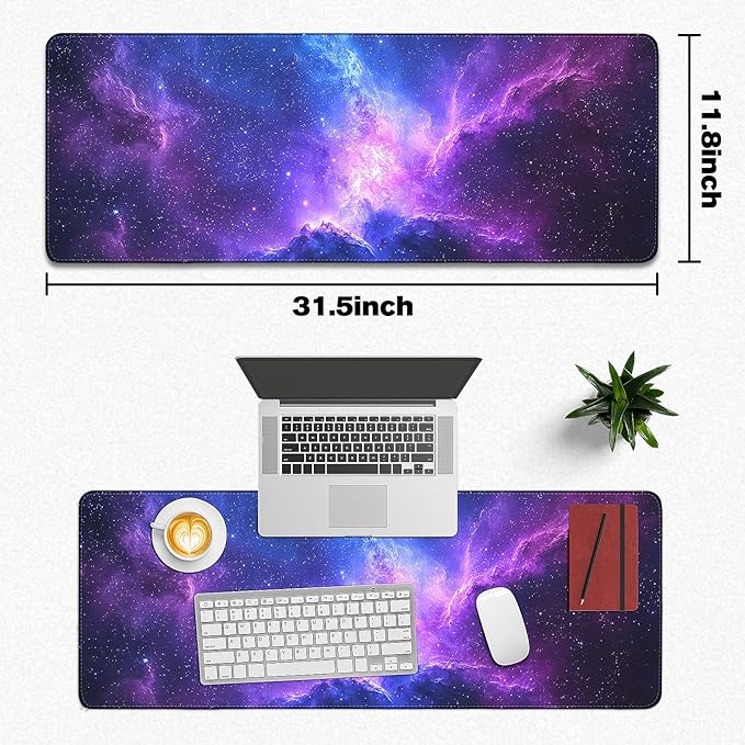 Mouse Pad Gaming - Desk Mat for Keyboard and Mouse - Large Mouse Pads for Desk, Galaxy Space Gaming Mousepad with Non-Slip Base, Desks Pad (31.5" X 11.8") for Game, Office and Home
