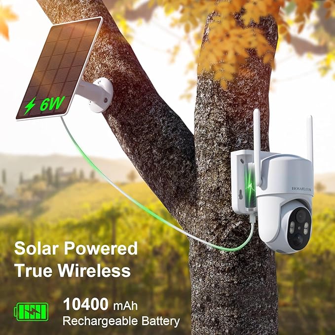 HOSAFE.COM 4G LTE Cellular Security Camera No Internet Needed,2K Solar No WiFi Security Camera Outdoor Wireless with SIM Card Jobsite, 360 Live View, Motion Detection, Free Cloud Storage(Need Apply)