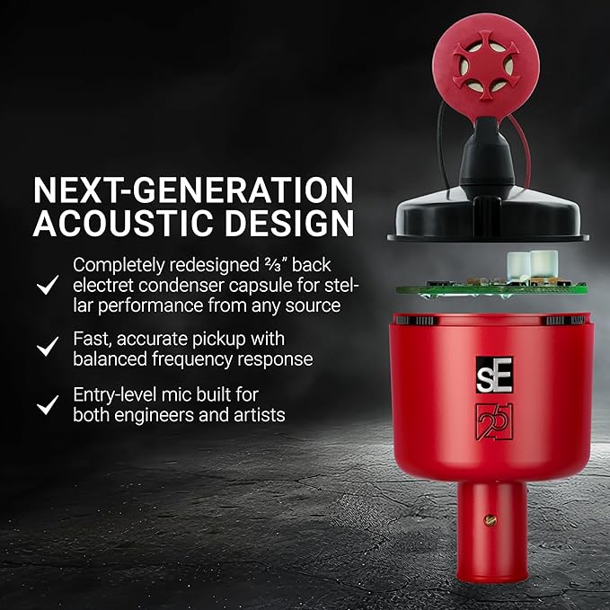 SE ELECTRONICS X1 A 2C Large Diaphragm Condenser Microphone with 100 Hz Filter & -20 dB Pad - XLR Condenser Mic for Singing & Instruments - Professional Studio Microphone for Recording (Red)