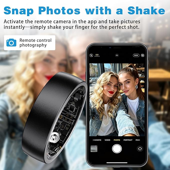 Smart Ring for Men Women, Fitness Tracker Ring with Heart Rate, SpO2, Sleep Monitoring, Step Tracker, IP68 Waterproof for iOS and Android (Black 12)