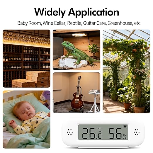 eMylo WiFi Thermometer Hygrometer Sensor, Smart Wireless Indoor Temperature Humidity Monitor with App Alerts, Free Data Storage Export, for Home Room Pet Greenhouse, Compatible with Alexa, 3 PCS