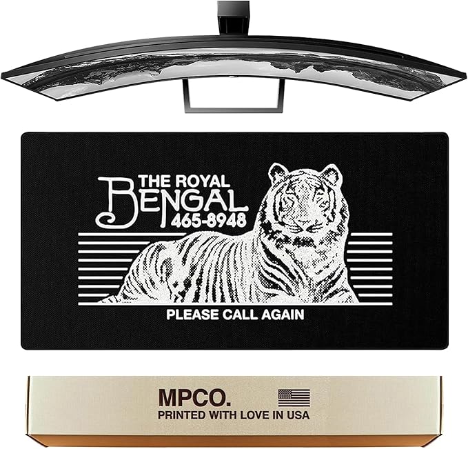 MPCO. Original Large Gaming Desk Mat – 36" x 17" Duraglyde OZGMX Royal Bengal Black Full Desk Mouse Pad for Smooth Precision – Non-Slip, Washable Extra-Large PC Mouse Pad for Gaming Sessions