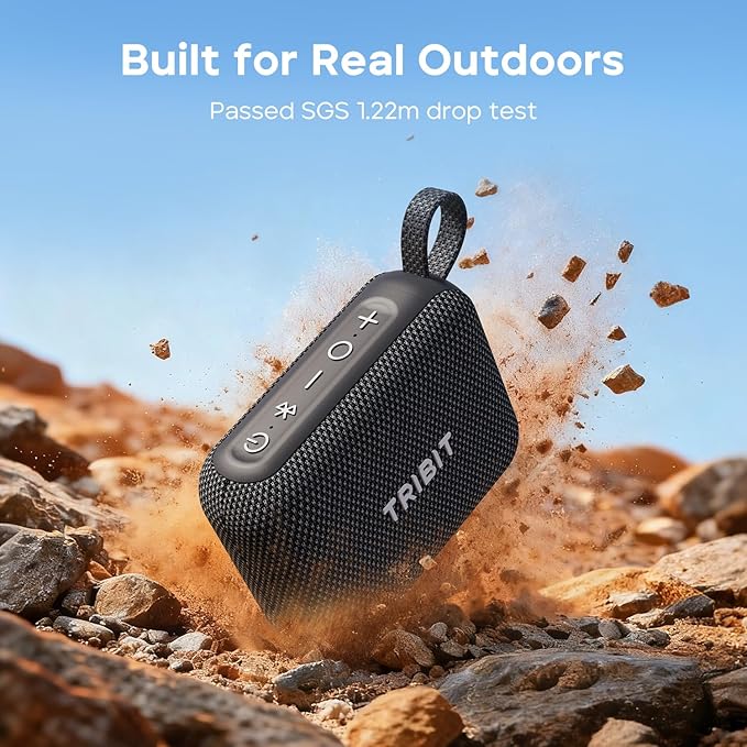 Tribit PocketGo Bluetooth Shower Speaker, IP68 Waterproof/Dustproof, Portable Speaker with 20H Playtime, Wireless, BT6.0, Supports TF Card, Electronics for Travel/Outdoors/Home (Blue)