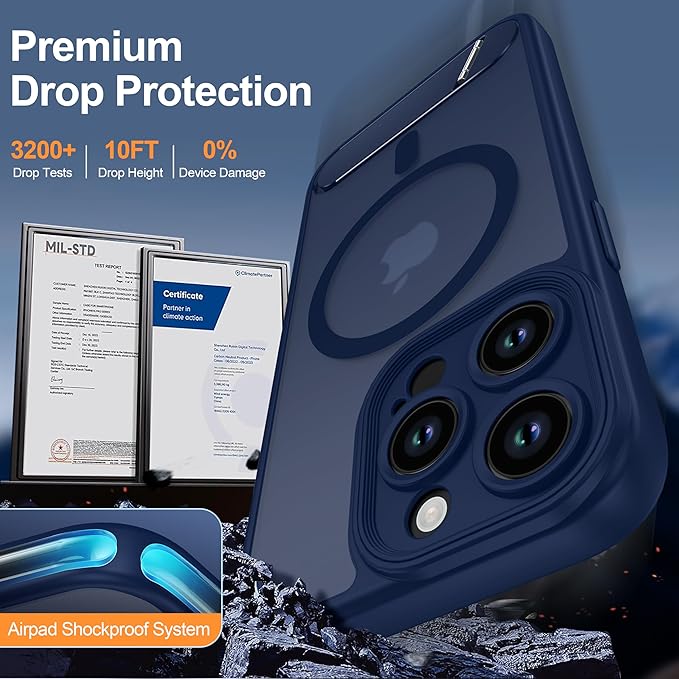 Magnetic Compatible with iPhone 13 Pro Case, [Built-in Kickstand][Full Camera Protection][Compatible with MagSafe][Anti-Fingerprint] Shockproof Phone Case for iPhone 13 Pro 6.1",Blue