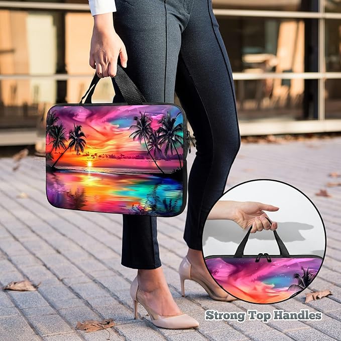 Laptop Sleeve Case Bag 13 inch, Summer Sunset Colorful Sky Slim Carrying Case Handbag Travel Laptop Bag for 13 inch MacBook Air M3/M2/Pro M2/ 13" iPad Pro/Air M4/M2 2024