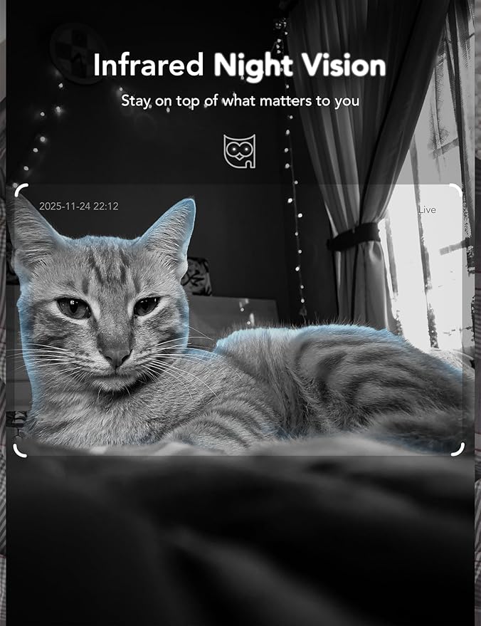 GNCC 2K Cameras for Home Security Indoor, 2.4G/5G Pet Cam with Phone App, Mini Dog Camera w/Motion Detection, 2 Way Audio, Works with Alexa, Cloud Subscription Required, Fixed View, Plug-in, 4Pack