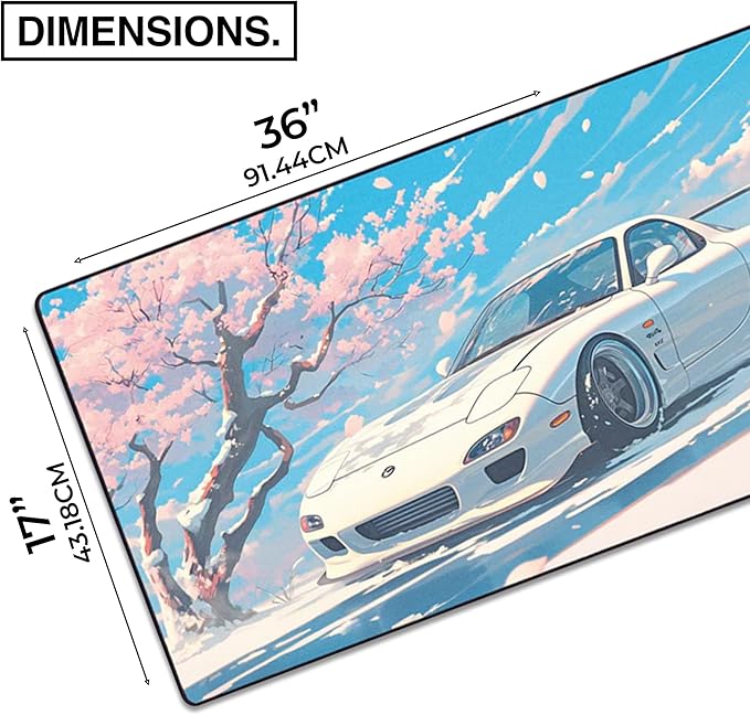 MPCO. Original Large Gaming Desk Mat – 36" x 17" Aeroglyde Manga Motors Mios-Mazda Full Desk Mouse Pad for Smooth Precision – Non-Slip, Washable Extra-Large PC Mouse Pad for Gaming Sessions