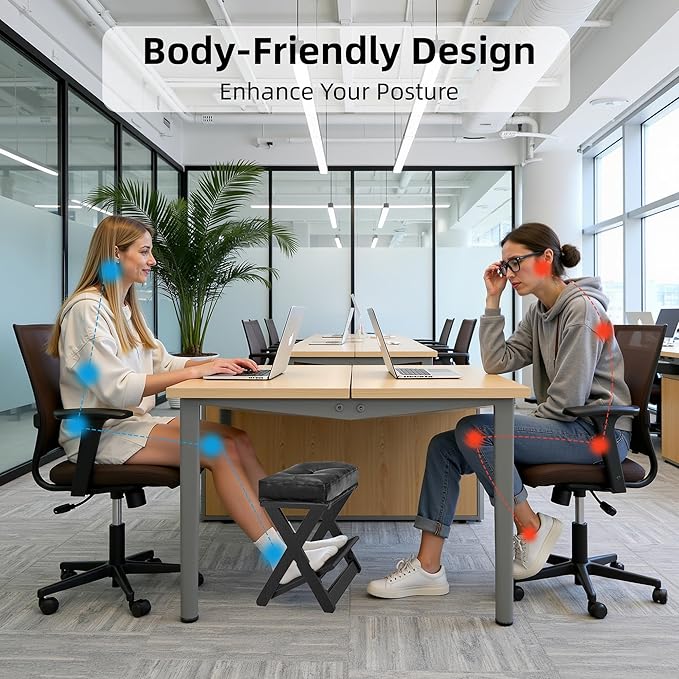HOMELTSTBO Adjustable Wooden Foot Rest Under Desk, Double Step Desk Footrest with 3 Height Options & Non-Slip EVA Surface, Ergonomic Foot Rest For Under Desk At Work,Enhances Posture,Home Office-Black