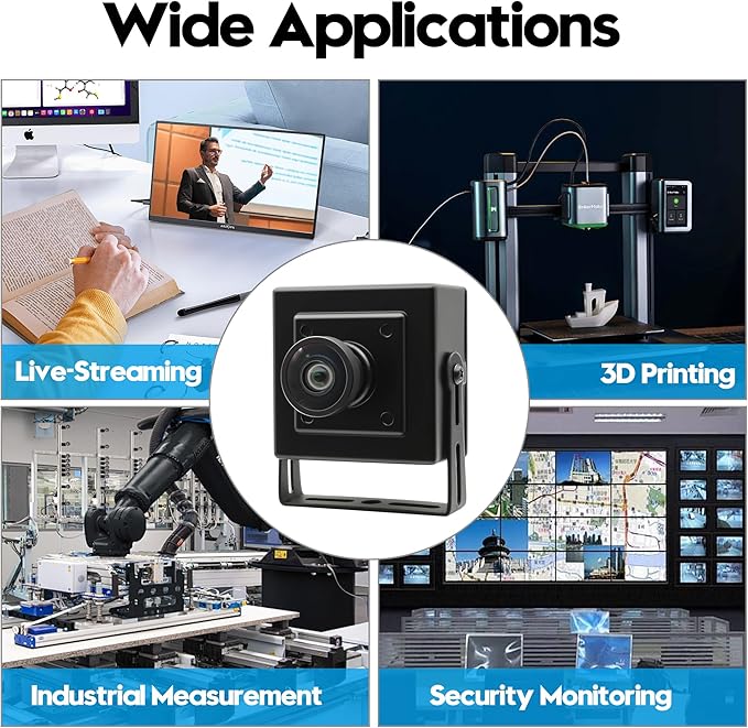 SVPRO 16MP USB Camer, 120° Wide Angle, Distortion-Free Webcam for Computer Laptop, Embedded Video Camera with IMX298 Sensor for Machine Vision, USB2.0 Industrial Camera for 3D Printer