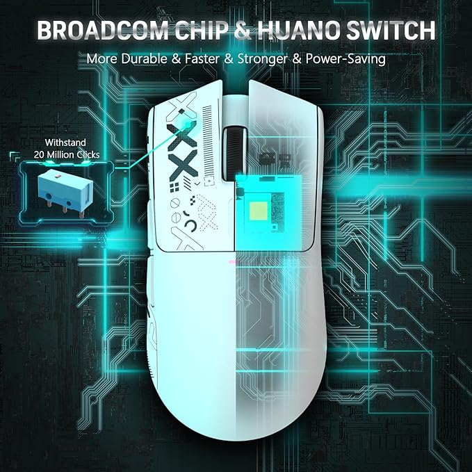 MAGIC-REFINER Attack Shark X11 59g Superlight Wireless Gaming Mouse with Grip Tape, RGB Charging Dock，BT/2.4G Wireless/Wired Pc Mouse, 22000 DPI,5 Programmable Buttons for Pc/Mac(White)