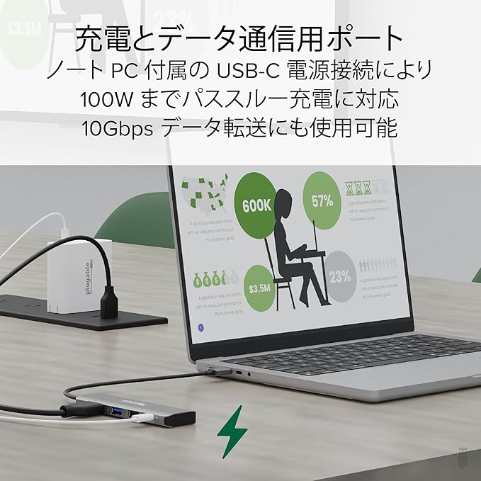 Plugable USB C Hub Multiport Adapter, 4 in 1, 100W Pass Through Charging, USB C to HDMI 4K 60Hz, Multi USB Port Hub for Windows, Mac, Ipad Pro, Chromebook, Thunderbolt (USBC-4IN1)