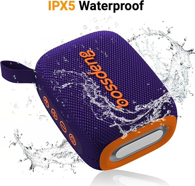 Portable Waterproof Bluetooth Speaker IPX5 for Outdoor,HD Sound All-Day Playtime, BT5.3,Wireless Speakers with Lights, Essentials for Beach/Party/Camping,Gifts for Men Women Boys Girls-Purple