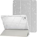 Case for iPad Air 13 Inch (M4/M3/M2, 2026/2025/2024) & iPad Pro 12.9 6/5th Gen (2022/2021), Glittering Sparkly Cover with Shiny Clear Back Shell, Trifold Stand Case with Pencil Holder, Silver