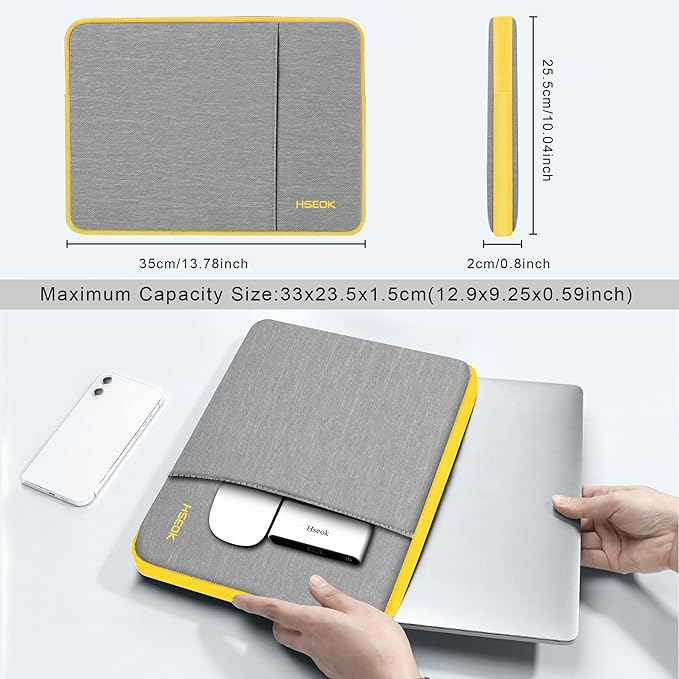Hseok Laptop Case 13.3-14 Inch Sleeve, Water-Resistant Computer Bag Compatible with MacBook Neo/Pro 14" M5/M4/M3/M2/M1 and All 13.3" Mac Air/Pro, XPS 14 and Most Popular 13.3"-14" Notebook，L02G01