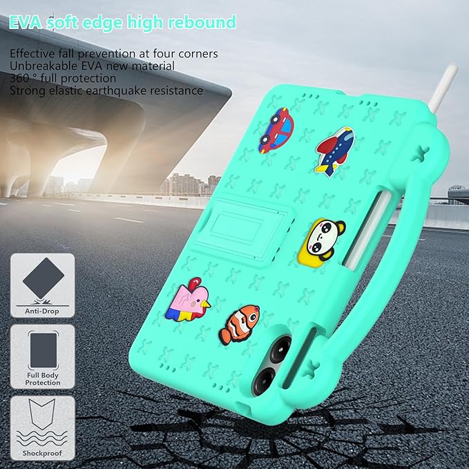AKABEILA Compatible with Apple iPad Pro 12.9(2018/2020/2021/2022)/Air 13(2026) M4(2025) M3(2024)/Pro 13(2025) M5(2024) Tablet Case, Cases with Shoulder Strap & Stand Handle & Pen Tray Mint Green