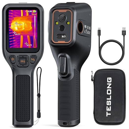 Teslong Thermal Camera with Visual Camera TTM260, Super Resolution 512 x 384, 25 HZ Infrared Imager, -4°F~1022°F Range Thermal Imager, 256 x 192 IR Resolution Thermal Camera, 3.2" LCD Screen
