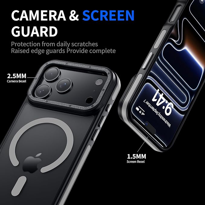 for iPhone 17 Pro Max case with Camera Lens Protector [10Ft Military-Grade Protection] Compatible with fit MagSafe Shockproof Cover Phone case for iPhone 17 Pro max 6.9 inch, Gray Bumper