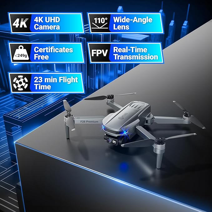 Contixo F28 Premium Two-Axis Gimbal Drone for Adults, 4K Zoom Camera, Brushless Motor, 23 Min Flight, Accurate GPS, Auto Return, Follow Me, 110° Wide-Angle FPV, Portable Foldable Drone for Beginners