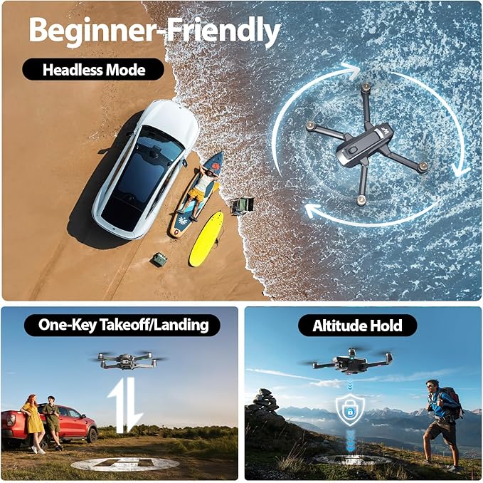 Drones with Camera for Adults 4K, WF33 GPS Foldable FPV Drone with 4.5" LCD Screen on Controller, Under 249g, Brushless Motor, Return Home, 5G Transmission, 40 Mins Flight Time, 8GB Card