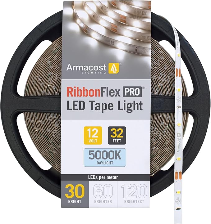 Armacost Lighting RibbonFlex Pro 12V White LED Strip Lights 30 LED/m, 5000K, 32.8 ft 161250