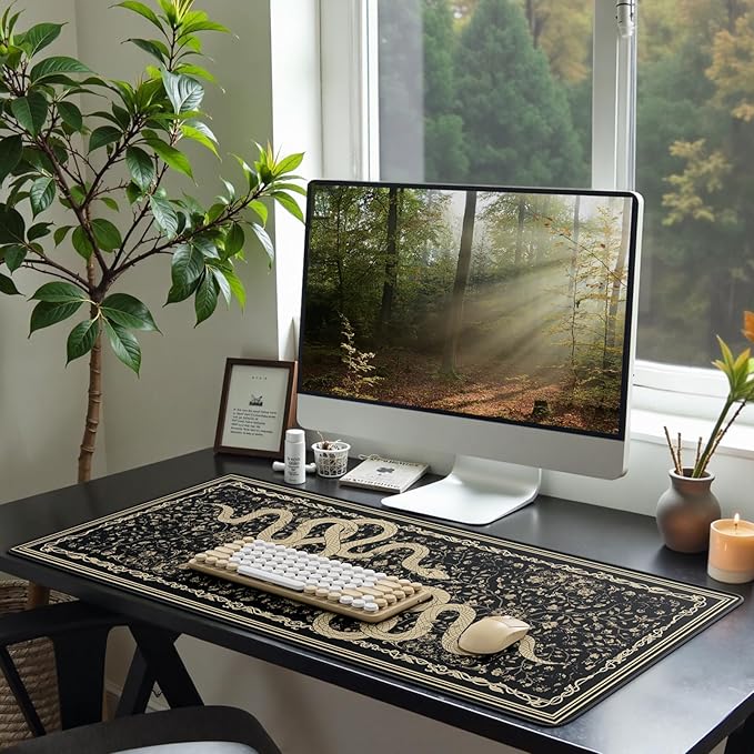 HAOCOO Large Gaming Mouse Pad with Smooth Surface, Non-Slip XXL Desk Mat with Stitched Edges, Waterproof Computer Mats for Desktop, Animal Mouse Mat for Home, Office(Snake)