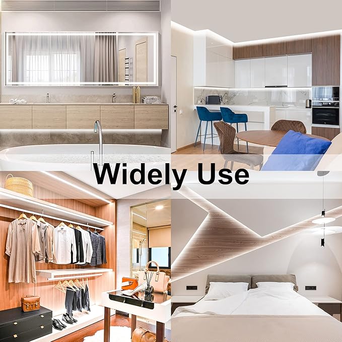 AXMOTUT White COB LED Strip Light, Dimmable 24.6ft/7.5m LED Light, 6000K Daylight White 2400 LEDs High Lumen LED Tape Lights CRI 90+ with RF Remote and UL Power for Bedroom,Kitchen,DIY Home Decoration