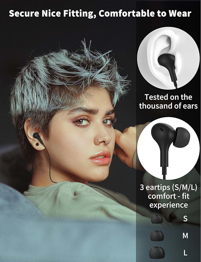 USB C Headphones for Samsung S26 Ultra S25 FE A16 A17,Right Angle Magnetic Wired Earbuds with Mic Control,Stereo Noise Isolation In-Ear Type C Earphone for iPhone 17 Pro Max 17e 16e 16 15 Pixel 10a 9a