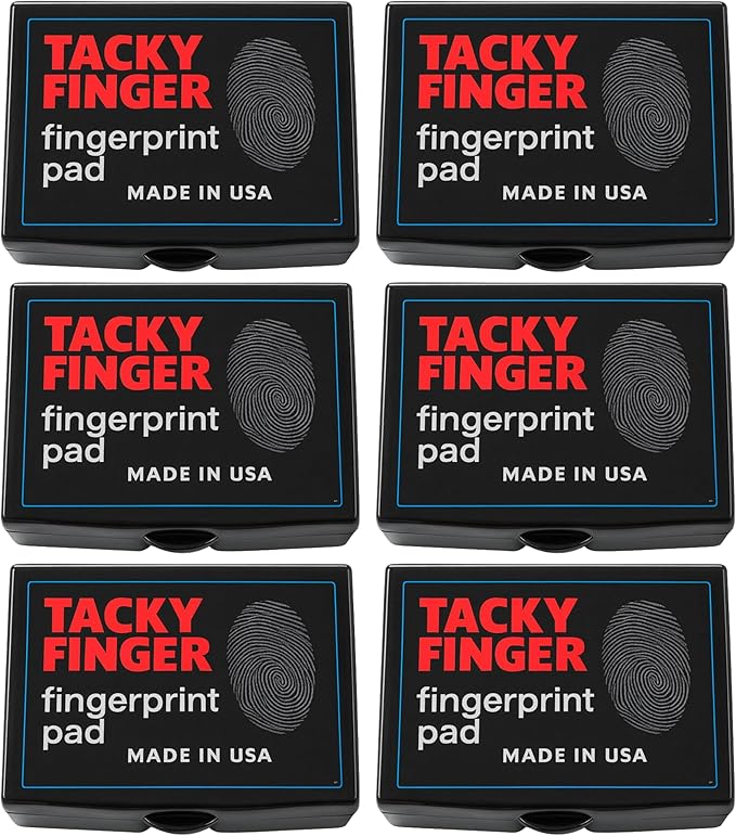 Inkless Fingerprint Pad – Black (6-Pack), Quick-Dry No-Mess Thumbprint Ink Pad for Notary Public and ID Verification, Non-Toxic & Reusable