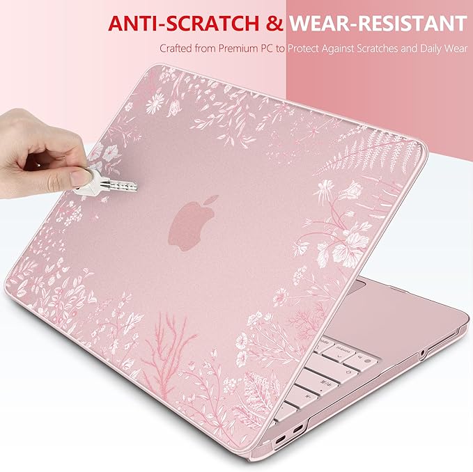 DONGKE for MacBook Neo 13 inch Case 2026 (Model A3404), Artistic Flower Pattern Ultra Slim Frosted Matte Hard Shell, Anti-Scratch & Fingerprint Resistant Cover - Blush Wild Flowers