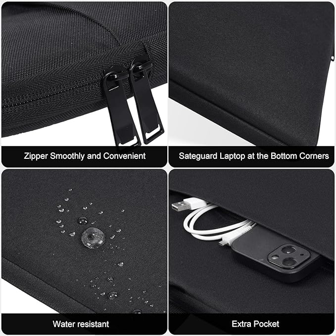 Drawing Carrying Tablet Sleeve Case for XPPen Artist 15.6 Pro V2, XPPen Artist Pro 19, HUION KAMVAS Pro 19, Shockproof-Padded Bag with Accessory Pocket & Handle, Black