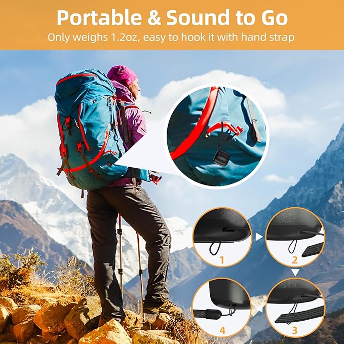 2Pack Bluetooth Wireless Portable Speaker with Strap, Built-in Mic & Rechargeable Battery for Shower, Room, Bike Use - Black