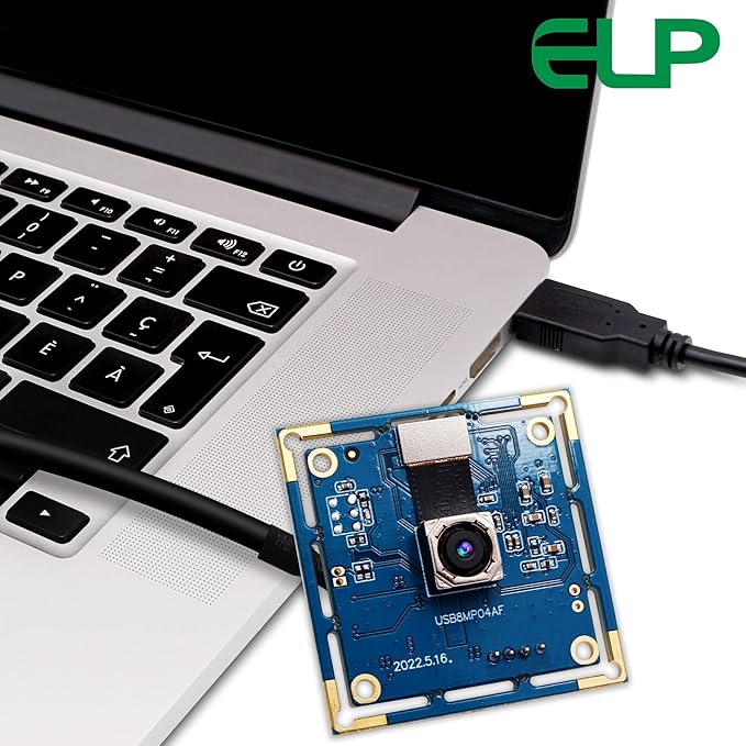 ELP 8MP USB Camera - Autofocus 4K PC & Raspberry Pi Mini UVC USB2.0 Webcam Board IMX179 Industrial Lightburn Camera for Laptop