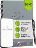 Rocketbook Core Reusable Smart Notebook, Lined Pages For School, Work and Creative Projects, Executive Size 6x8.8, Gray- Premium