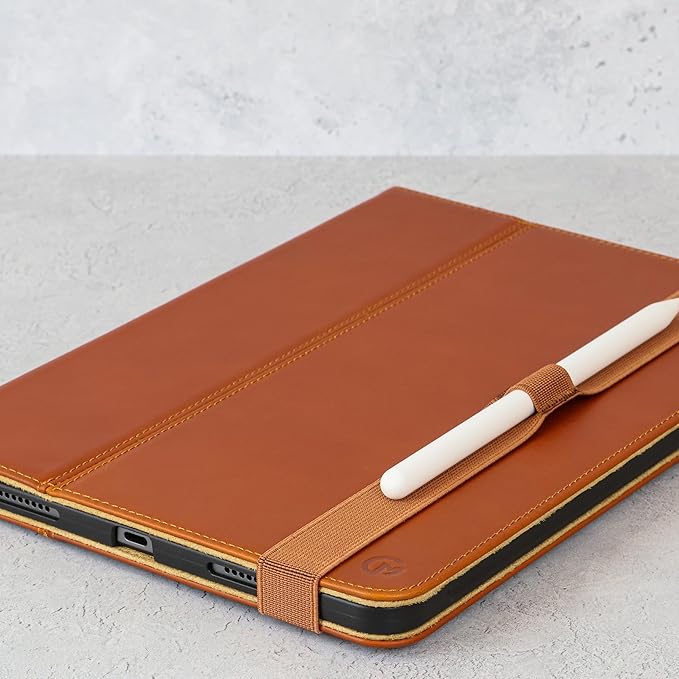 Casemade Real Leather Case Compatible with iPad 11th Gen A16 2025 / 10th Gen (2022) - Full-Grain Leather Cover, Auto Sleep/Wake, Dual Stand Position (Tan)