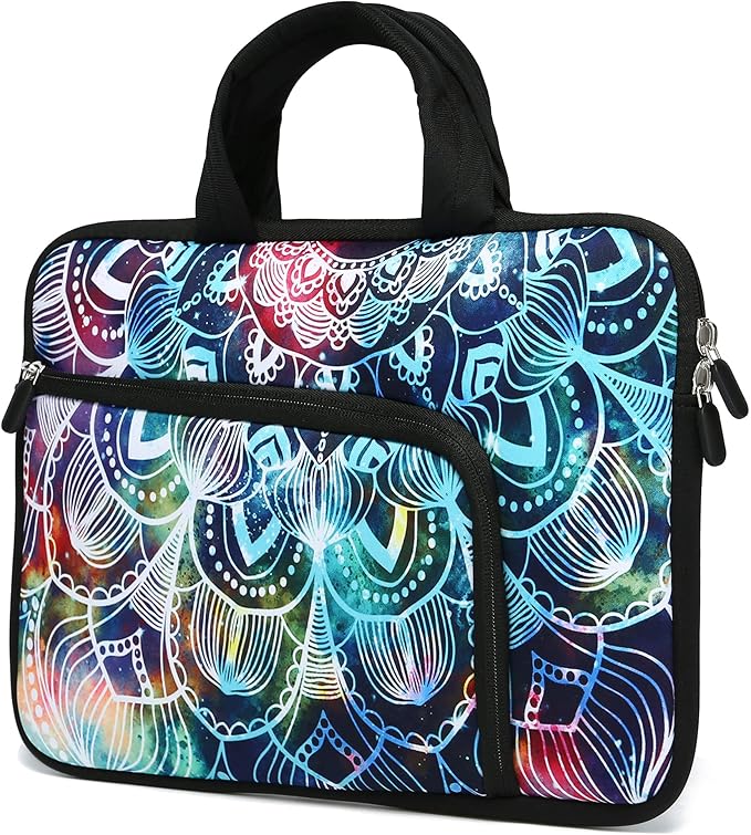 11 11.6 12 12.1 12.5 inches Laptop Sleeve Chromebook Case Ultrabook Case Notebook Sleeve PC Messenger Bag Tablet Case Neoprene Handle Sleeve for Adult Men Women, Two Pockets (Mandala)