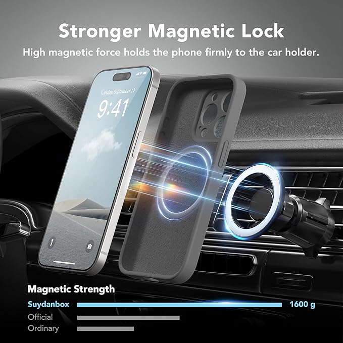 Magnetic for iPhone 13 Pro Case, Compatible with MagSafe, [Full Camera Protection][Screen Protector] Silicone Shockproof Protective Phone Case for iPhone 13 Pro 6.1", Dark Gray