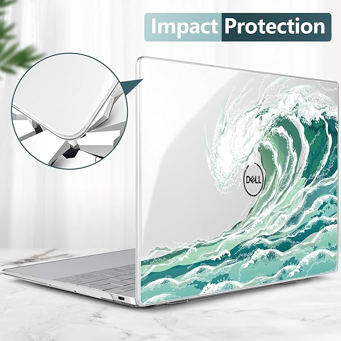 Batianda Case for 2024 Dell XPS 13 Laptop Copilot+ PC 13.4" Display Model Number 9345/9350, Ultra-Slim Lightweight Scratch-Resistant Hard Shell with Professional Protection, Wave