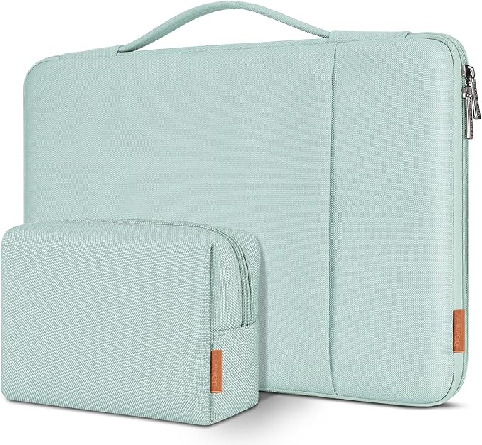 DOMISO Laptop Case Laptop Sleeve Cover for 14 inch Mac Book Pro M4/M3/M2/M1 Pro/Max, Compatible with 13.3 inch HP Dell ASUS Notebook, Water-Resistant Bag with Scalable Handle and Small Case,Mint Green