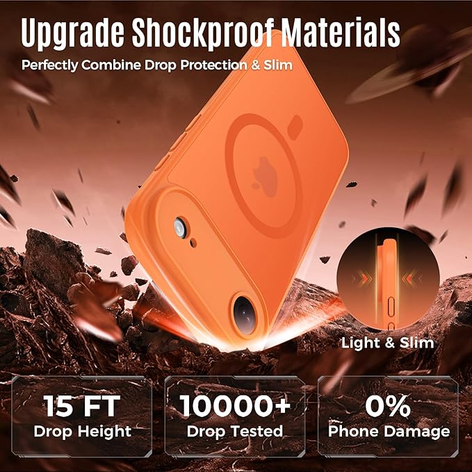Symcele Designed for iPhone Air Case, Compatible with MagSafe, [Camera Protection] [15FT Military Drop Protection] Shockproof Translucent Matte Anti-Slip Phone Case, 6.5", Cosmic Orange