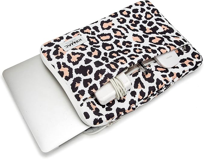 Kinmac 360deg Protective Water Resistant Laptop Case Bag Sleeve with Handle (Leopard-Pink, 12 inch-13.3 inch)