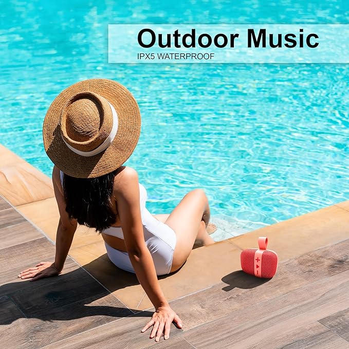 Fisher Portable Bluetooth Speakers, Clip-On Speakers Bluetooth Wireless, IPX5 Waterproof Speaker,10W Peak Power Bluetooth Speaker Stereo HD Sound, BT 5.3, FM Radio, for Pool, Beach, Use Anywhere