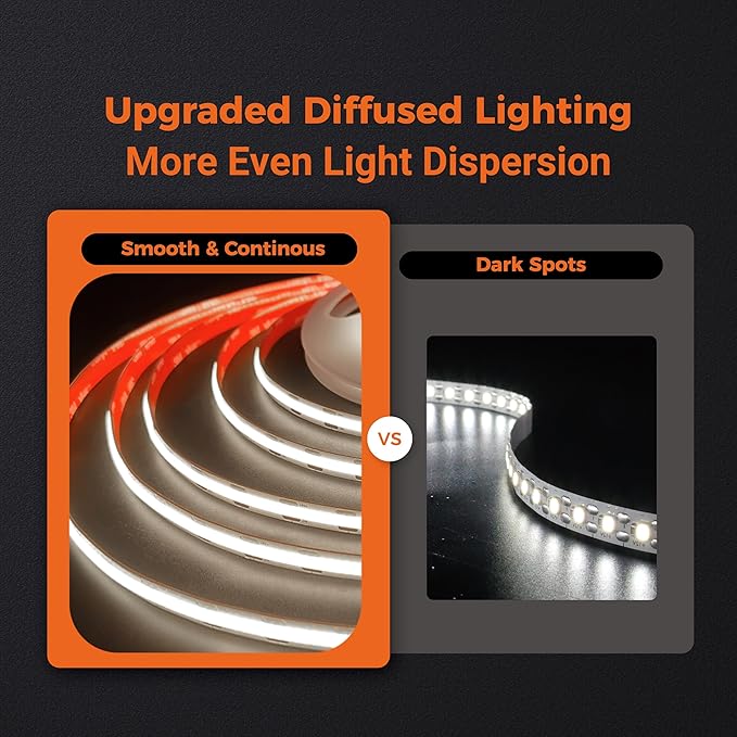 COB LED Strip Lights 4000K, 24Volt Premium Diffused Tape Light with Strong 3M VHB Adhesive, CRI 95, UL Listed, Dimmable, 5W/FT for Accent, Ambient Lighting (Power Supply Not Included)