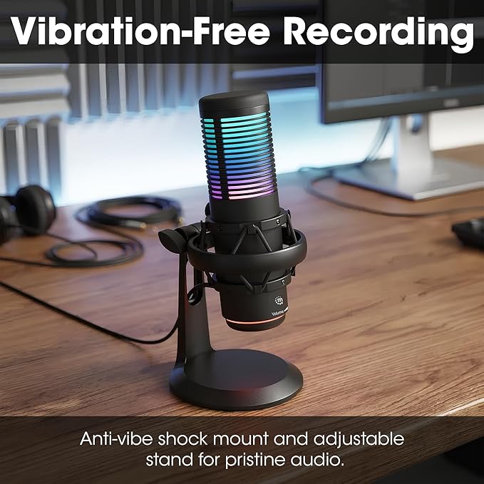 MANHATTAN RGB USB Gaming Mic, Noise Cancelling Condenser Microphone for PC, PS4, PS5 and Mac, Anti-Vibration Shock Mount, Gaming, Streaming, Podcasts, Twitch, YouTube, Discord - 102674