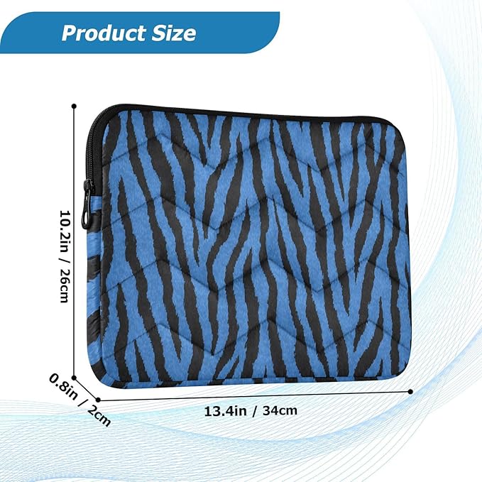 Laptop Case Sleeve, Blue Tiger Black Animal Print Shockproof Protective Computer Carrying Cover, Briefcase Handbags 15-16 inch Laptop Sleeve Bag