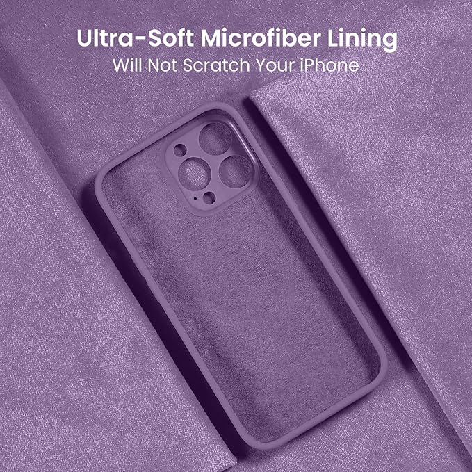 FireNova Designed for iPhone 15 Pro Max Case, Silicone Upgraded [Camera Protection] Phone Case, Soft Anti-Scratch Microfiber Lining Inside, 6.7 inch, Light Purple