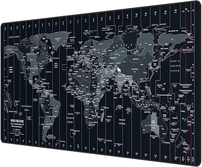 Large Mouse Pad 35.4x15.7 Inch World Map - XXL Gaming Desk Mat with Non-Slip Rubber Base, Stitched Edges | Keyboard and Mouse Pad for Gaming/Office | Portable Desk Pad