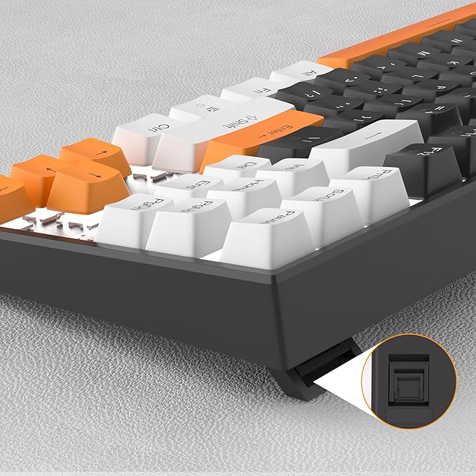 MageGee 75% Mechanical Gaming Keyboard, Brown Switch, LED White Backlit, 87 Keys Compact TKL Wired Computer Keyboards for Windows Laptop PC Gamer - Black/White