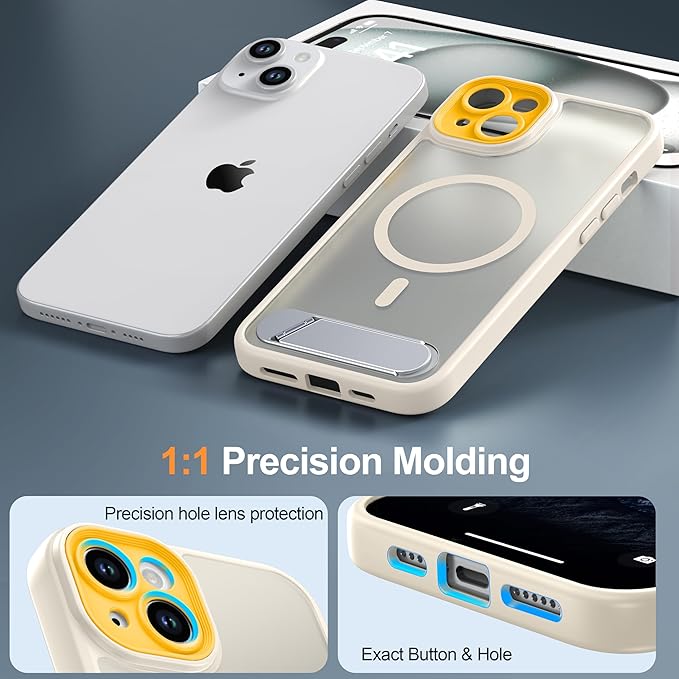 Magnetic Compatible with iPhone 15 Plus Case, [Built-in Kickstand][Full Camera Protection][Compatible with MagSafe][Anti-Fingerprint] Shockproof Phone Case for iPhone 15 Plus 6.7"