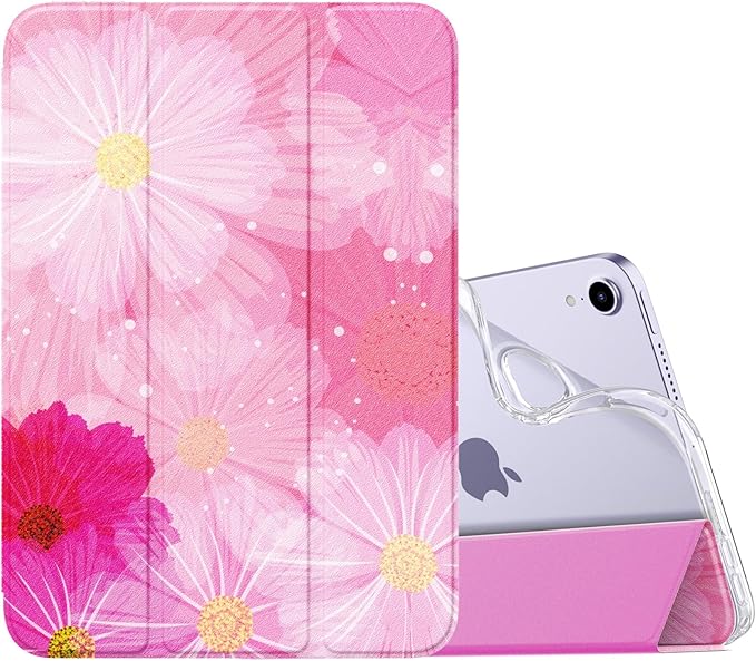 MoKo Case Fit New iPad mini 7 (A17 Pro) 2024, iPad mini 6th Generation Case 2021 (8.3-inch), iPad mini 6 Case, Soft TPU Translucent Frosted Back Cover Case for iPad mini 7th, Coreopsis
